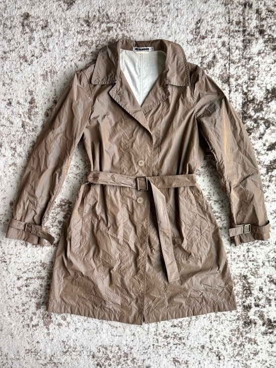 Jil Sander Jackets & Blazers - JIL SANDER Taupe Belted Long Trench Coat